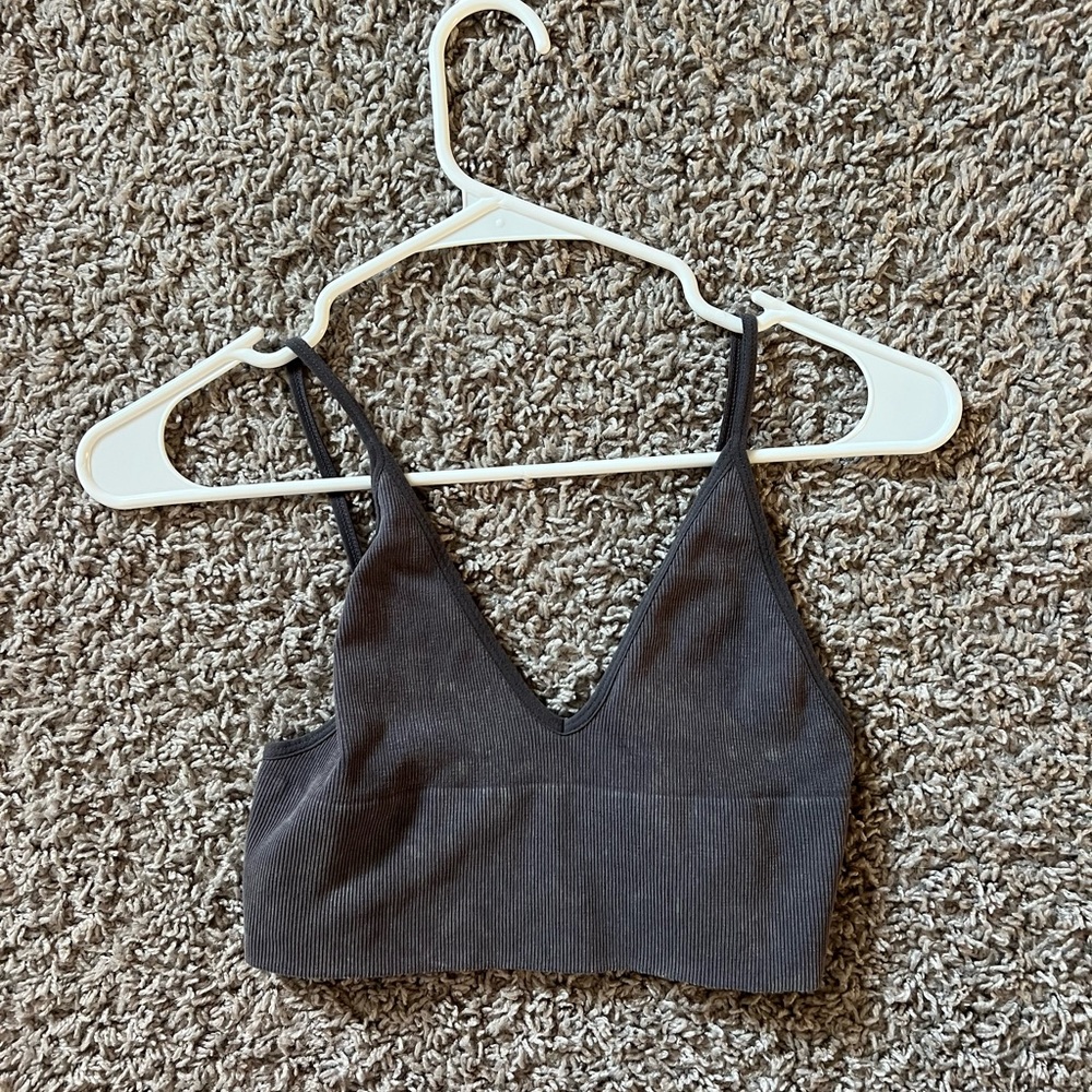 Black Ribbed Crop Top